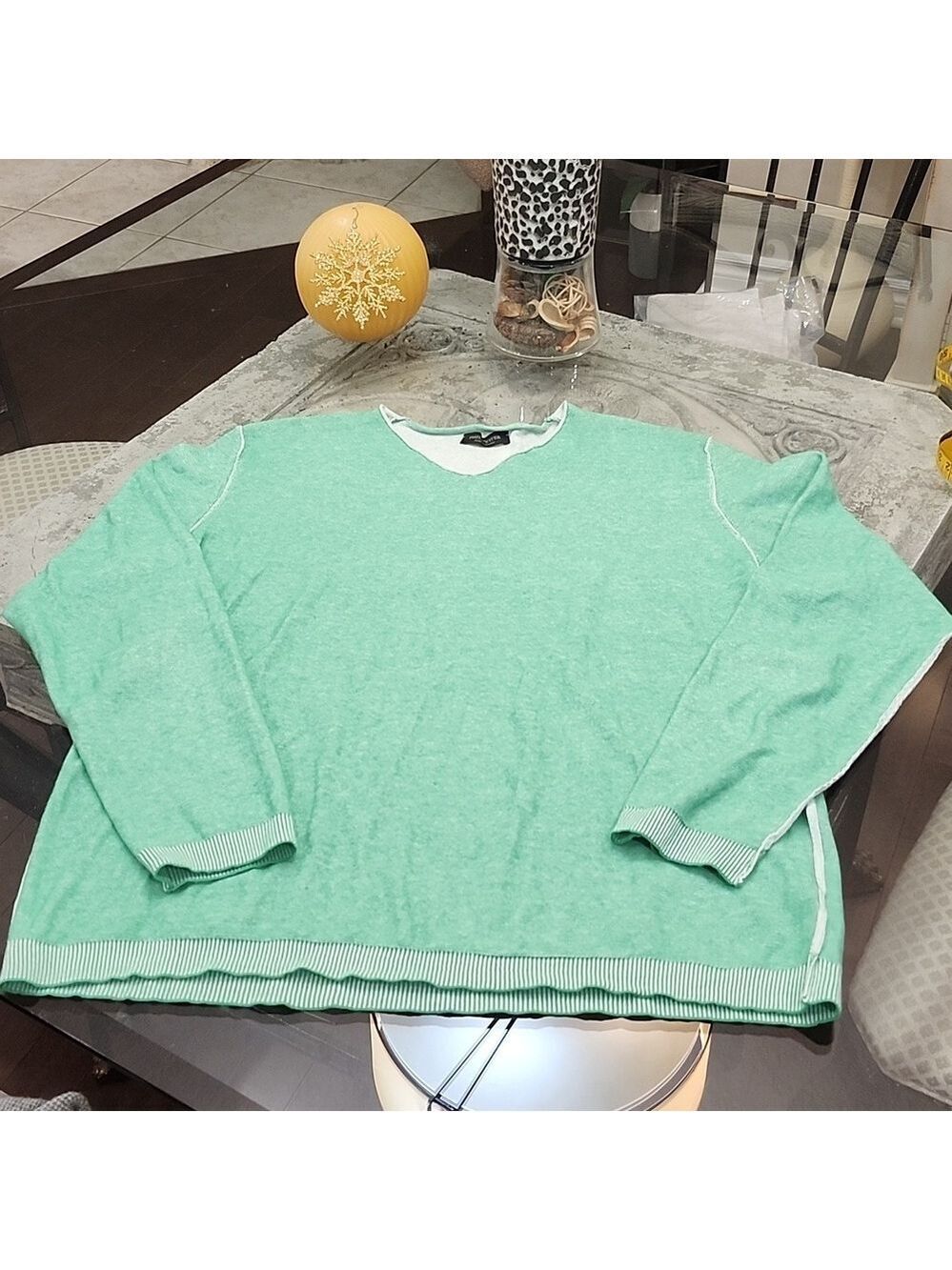 Phil Petter men's luxury pullover v neck green sweater xl like new
